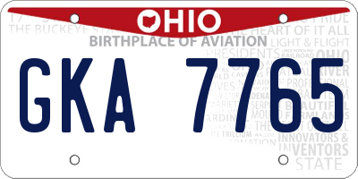 OH license plate GKA7765