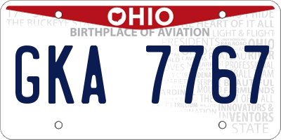 OH license plate GKA7767