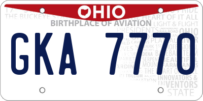 OH license plate GKA7770
