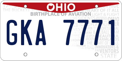 OH license plate GKA7771