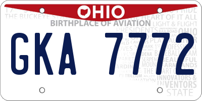 OH license plate GKA7772