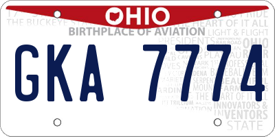 OH license plate GKA7774