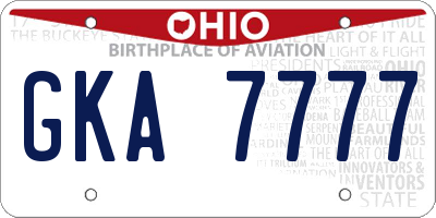 OH license plate GKA7777