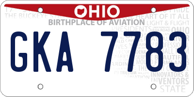 OH license plate GKA7783