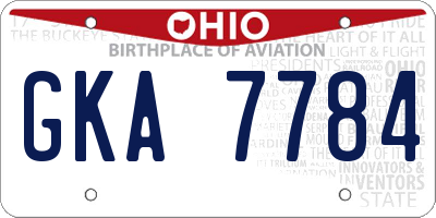 OH license plate GKA7784