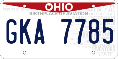 OH license plate GKA7785