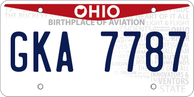 OH license plate GKA7787