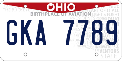 OH license plate GKA7789