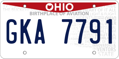 OH license plate GKA7791