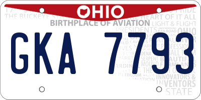 OH license plate GKA7793