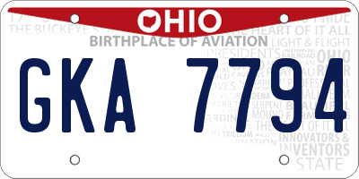 OH license plate GKA7794