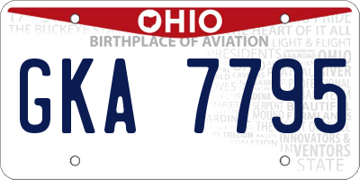 OH license plate GKA7795