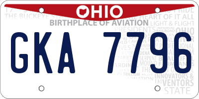 OH license plate GKA7796