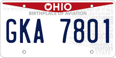 OH license plate GKA7801