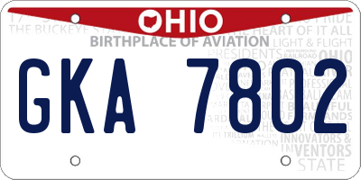 OH license plate GKA7802