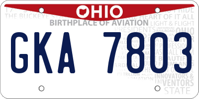 OH license plate GKA7803