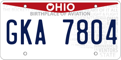 OH license plate GKA7804