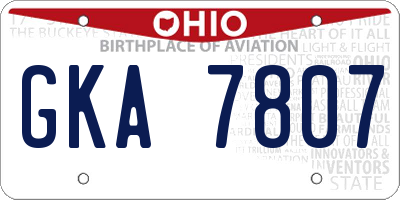 OH license plate GKA7807