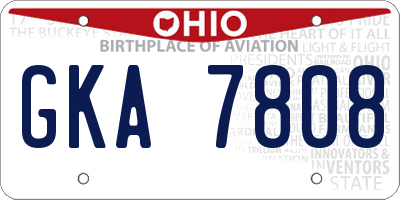 OH license plate GKA7808