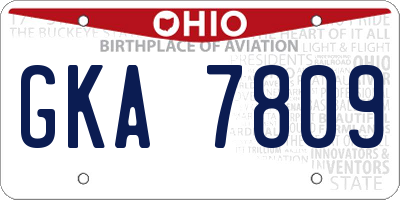 OH license plate GKA7809