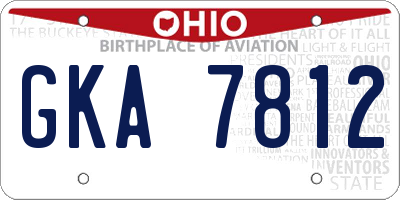 OH license plate GKA7812