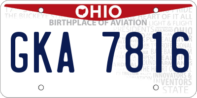 OH license plate GKA7816