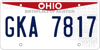 OH license plate GKA7817