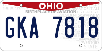OH license plate GKA7818