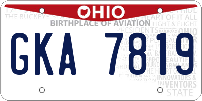 OH license plate GKA7819