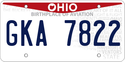 OH license plate GKA7822