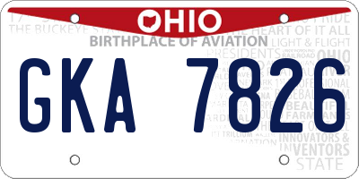 OH license plate GKA7826