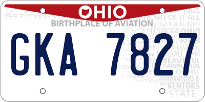 OH license plate GKA7827
