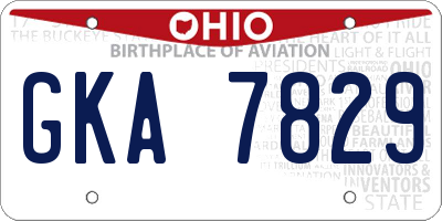 OH license plate GKA7829