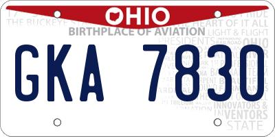 OH license plate GKA7830