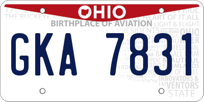 OH license plate GKA7831