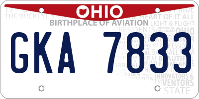 OH license plate GKA7833