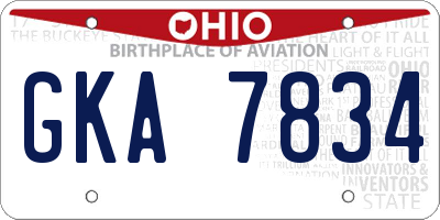 OH license plate GKA7834
