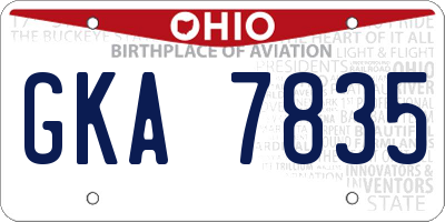OH license plate GKA7835