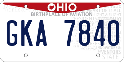OH license plate GKA7840