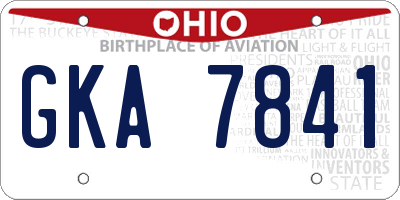 OH license plate GKA7841