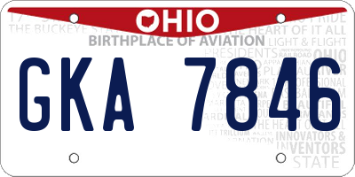 OH license plate GKA7846
