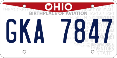 OH license plate GKA7847