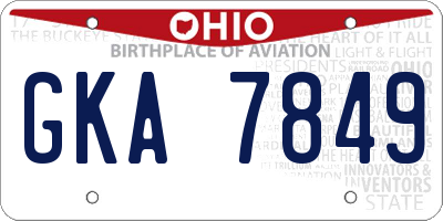 OH license plate GKA7849