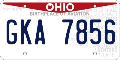 OH license plate GKA7856