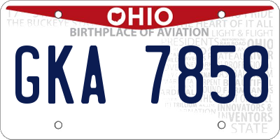 OH license plate GKA7858