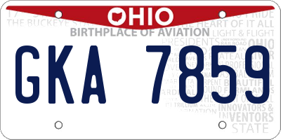 OH license plate GKA7859