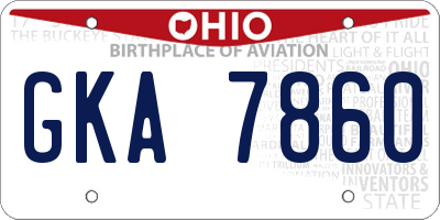 OH license plate GKA7860