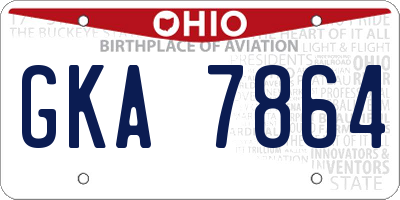 OH license plate GKA7864