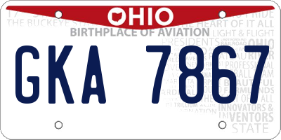 OH license plate GKA7867