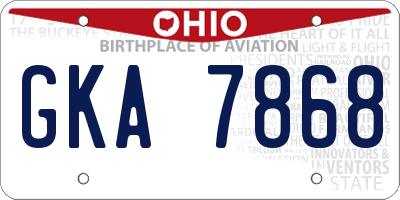 OH license plate GKA7868